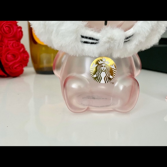 Starbucks Sakura Fuzzy Cat/ Bear Hat Cold Bottle - Picture 6 of 9